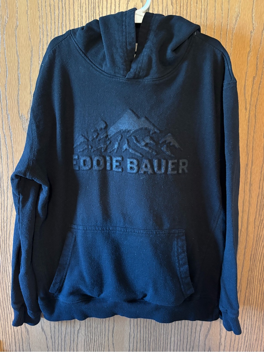 Eddie Bauer Black Crewneck Hoodie with Embossed Logo